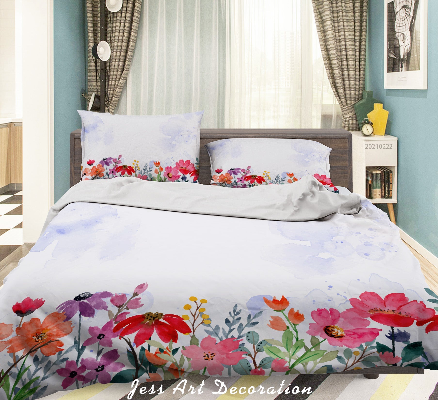 3D Watercolor Color Floral Quilt Cover Set Bedding Set Duvet Cover Pillowcases 131