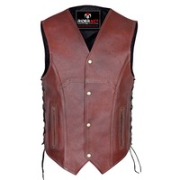 RIDERACT® Leather Biker Vest Harley Rustic Brown Vintage Vest