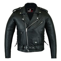 RIDERACT® Mens Leather Motorcycle Jacket Brando Adjustable Leather Moto Jacket