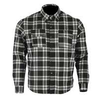 RIDERACT® Men’s Reinforced Flannel Motorcycle Shirt – Black & White Checked Riding Shirt