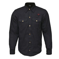 RIDERACT® Men Flannel Motorcycle Shirt Classic Plain Black Riding Shirt