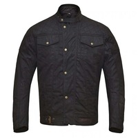 RIDERACT® Waxed Cotton Motorcycle Jacket Black Stellar Moto Jacket