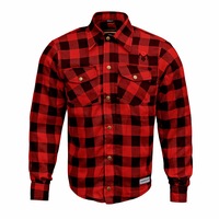 RIDERACT® Men Flannel Motorbike Shirt Reinforced Checked Shirt Road Series Red