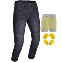 RIDERACT® Mens Biker Jeans for Motorcycle Black Reinforced with Aramid Fiber