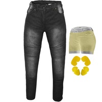 RIDERACT® Women's Motorcycle Jeans Black Reinforced Biker Jeans with Aramid Fiber