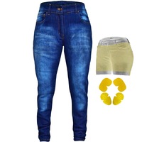 RIDERACT® Womens Motorbike Jeans Dark Blue Reinforced Riding Jeans with Aramid Fiber