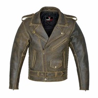RIDERACT® Vintage Motorcycle Jacket Brando Distressed Moto jacket