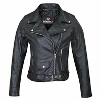 RIDERACT® Women's Moto Jacket Black Brando Native Leather Motorcycle Jacket