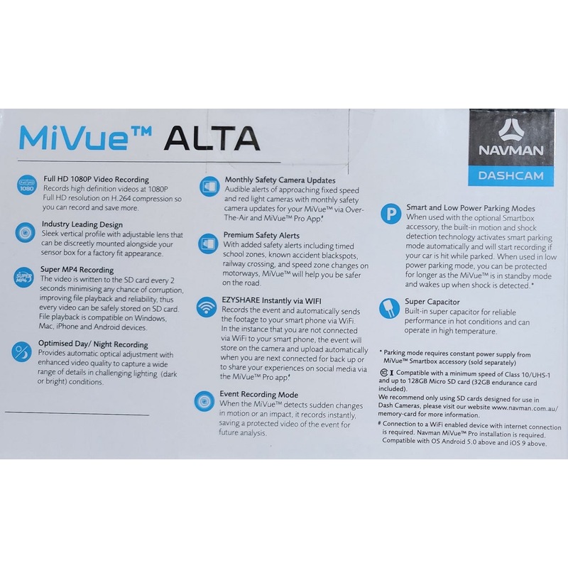 Buy Navman MiVue Alta Dashcam 1080P Full HD MyDeal