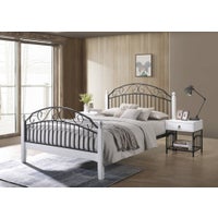 Buy Alexa Wood & Metal Bed Frame - Black and White - MyDeal