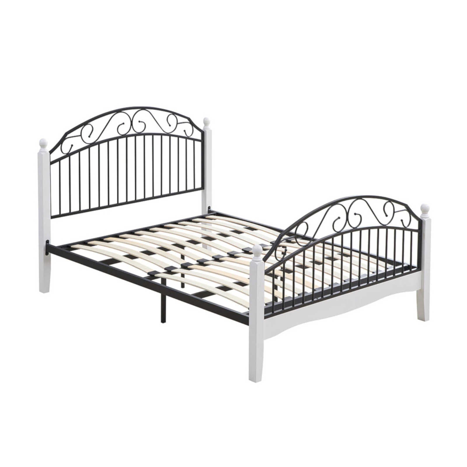 Buy Alexa Wood & Metal Bed Frame - Black And White - MyDeal