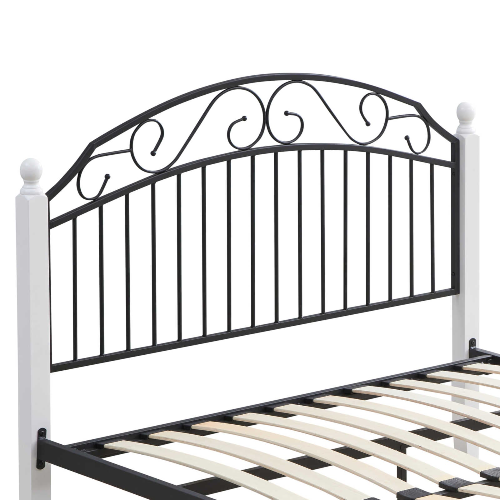 Buy Alexa Wood & Metal Bed Frame - Black And White - MyDeal