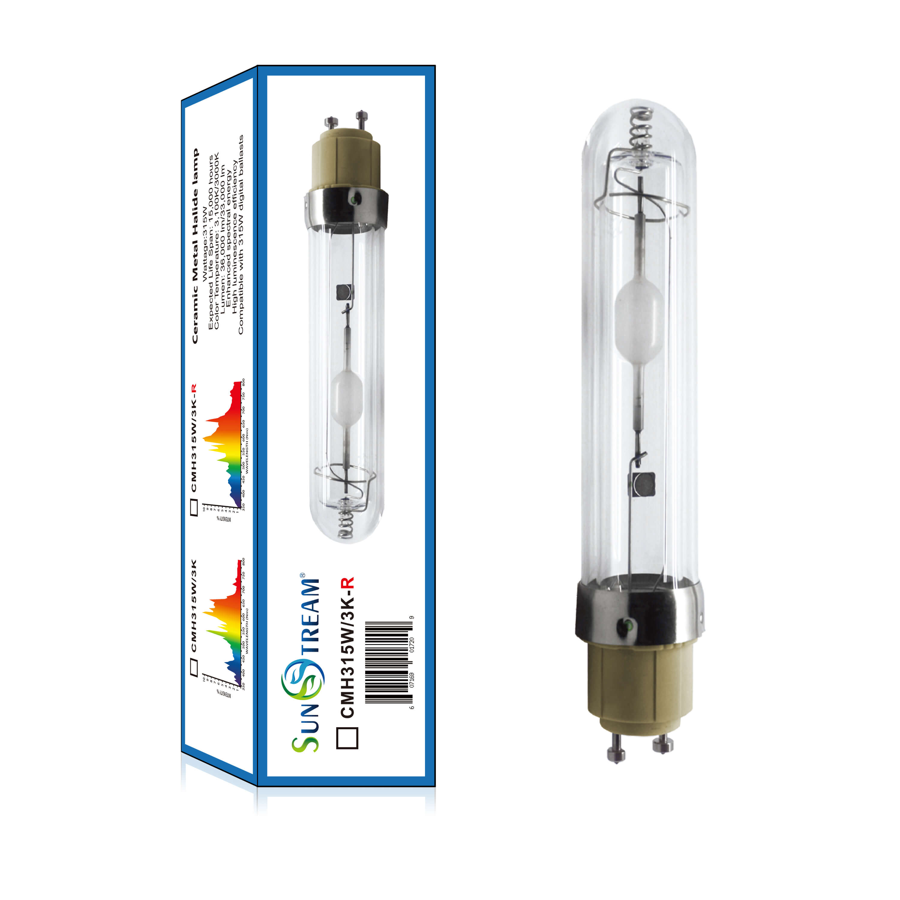 SunStream 315W Ceramic Metal Halide (CMH) Grow Light Lamp Bulb Low Heat Superior Master Color CDM
