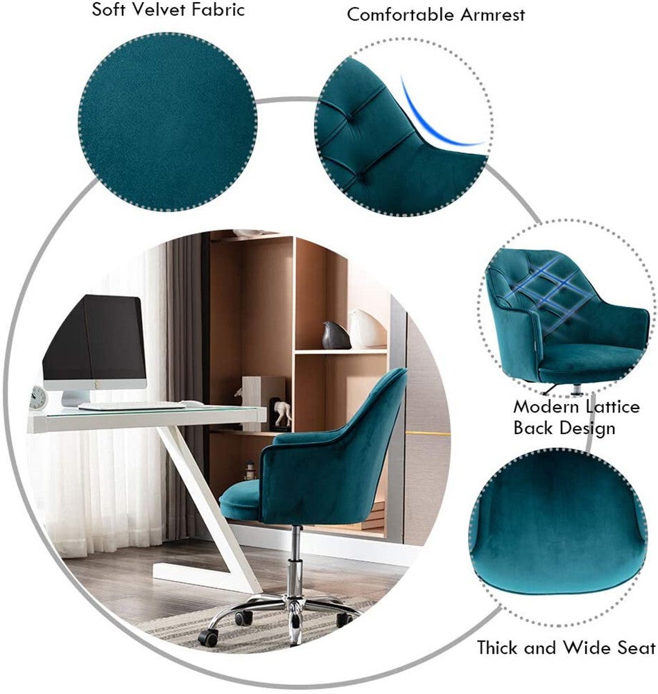 Buy Velvet Home Office Chair Modern Velvet Swivel Desk Chair Height   Velvet Office Chair Modern Velvet Swivel Desk Chair Height Adjustable Armchair 3052698 06 