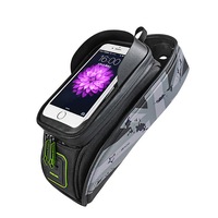 021 MTB Road Bicycle Bike Bag Rainproof Touch Screen Cycling Top Front Tube Frame Bags 6.0" Phone Case Bike Accessories GRAY COLOR