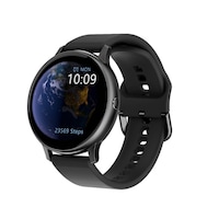1.3 Inch Color Full Round Screen Smart Watch Full Touch Screen Waterproof Bluetooth Watch Monitor Heart Rate ECG Blood Pressure-Black