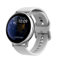 1.3 Inch Color Full Round Screen Smart Watch Full Touch Screen Waterproof Bluetooth Watch Monitor Heart Rate ECG Blood Pressure-Silver