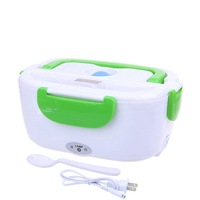 1.5L Electric Lunch Box Car Plug-in Heating Insulated Food Warmer Container Outdoor Travel GREEN COLOR