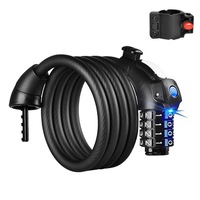 1.5M Four Password Anti-theft Mountain Bike Code Lock LED Light Cable Bike Lock