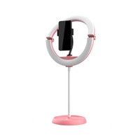 10 Inch Desktop Collapsible Fill Light Portable Mobile Phone Ring Light Selfie Beauty Lamp with Bracket-Pink