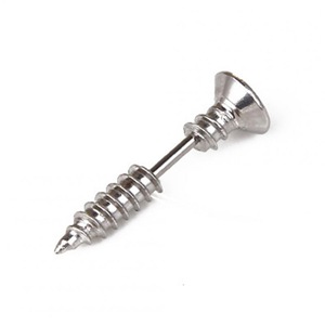 10 Pcs Unisex Stainless Steel Piercing Nail Screw Stud Earrings Punk Helix Ear Piercings Fashion Jewelry Steel color