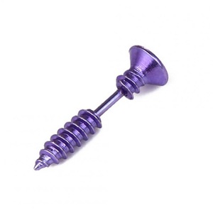 10 Pcs Unisex Stainless Steel Piercing Nail Screw Stud Earrings Punk Helix Ear Piercings Fashion Jewelry purple