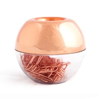 100 Paper Clips in Rose Gold Magnetic Clip Dispenser, Rose Gold Paper Clips Holder, 28mm, Rose Gold, 100 Clips Per Box