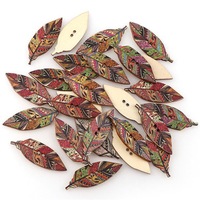 100 Pcs Retro Style Leaves Shaped Wooden Buttons Washable Sewing Buttons DIY Decor Handcraft Supplies