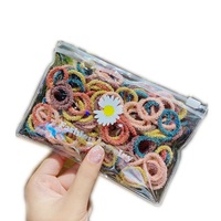100Pcs/Lot Girls Hair Accessories Gift Box Elastic Hair Bands Flower Hair Clip Bows New Headband Hairband Cute Hairbands