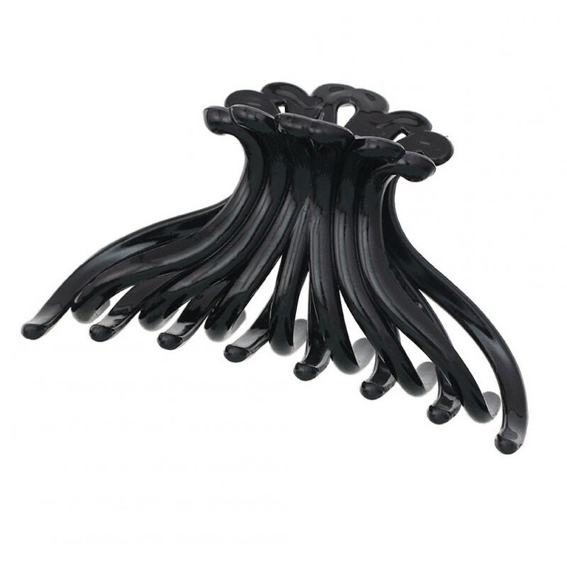 10PCS Acrylic Metal Flower Hair Claws Clip For Women Hollow Emboss Rose Geometric Crab Clip Horsetail Clip Wedding Accessories 1108#F605 black