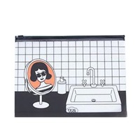10PCS Fashion Clear Cartoon Cosmetic PVC Toiletry Travel Organizer Makeup File Bag GIRL PATTERN