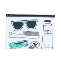 10PCS Fashion Clear Cartoon Cosmetic PVC Toiletry Travel Organizer Makeup File Bag SUNGLASS PATTERN