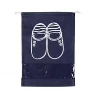 10Pcs Portable Large Capacity Waterproof Drawstring Shoes Bag for Travel Storage Navy_Medium
