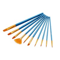 10PCS Wooden Rod Watercolor Brush Multifunctional Student Art Class Brush Set Watercolor Pen Set