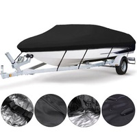 11-13ft Boat Cover UV-Protected Premium Heavy Duty 210D Trailerable Canvas Black
