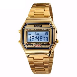 1123 Rectangle Digital Stainless Steel Band Fashion Luxury Men Women Unisex Wrist Watch