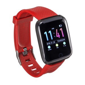 116 Plus HR Blood Pressure Oxygen Monitor Custom Dial Colorful Multi-sport Modes Smart Watch RED COLOR