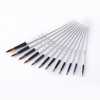 12 pcs/set Nylon Hair Watercolor Paint Brush Pen Set for Learning DIY Wooden Handle Oil Acrylic Painting Art Brushes Supplies