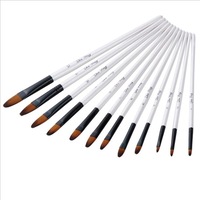 12 pcs/set Nylon Hair Wooden Handle Watercolor Paint Brush Pen Set Learning DIY Oil Acrylic Painting Art Paint Brushes Supplies