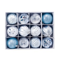 12pcs Christmas Ball 6cm Christmas Tree Ball Decor Bauble Party Hanging Ornament for Home Xmas Decoration Gifts E blue