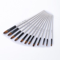 12pcs Nylon Hair Wooden Handle Watercolor Paint Brush Pen Set For Learning Diy Oil Acrylic Painting Art Paint Brushes Supplies