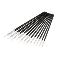 12PCS Wooden Pole Flat Front Watercolor Oil Brush Student Art Acrylic Brush Set Art Supplies