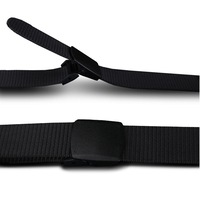 130cm Men Women Nylon Canvas Adjustable Quick Release Tactical Belt No Metal Military 3.8cm Width Anti Allergy Waistband BLACK COLOR