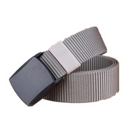 130cm Men Women Nylon Canvas Adjustable Quick Release Tactical Belt No Metal Military 3.8cm Width Anti Allergy Waistband GREY COLOR