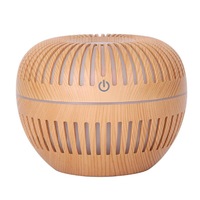 130ml Small Capacity Hollow Humidifier Desktop Car Wood Grain Purifier with Colorful Atmosphere Lamp-Yellow