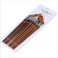 13Pcs Flat Brushes for Long Handle Acrylic Oil Watercolor Artist Professional Painting Kits with Synthetic Nylon Tips