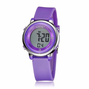 1605 Digital LED Rubber Band Fashion Kids Girls Alarm Sports Watch PURPLE COLOR