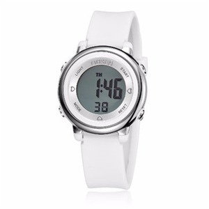 1605 Digital LED Rubber Band Fashion Kids Girls Alarm Sports Watch WHITE COLOR