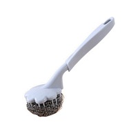 16Pcs Stainless Steel Wire Ball Pot Brush Long Handle Bowl Scrubber Pan Brushes Cleaner Dishwashing Kitchen Cleaning Tools