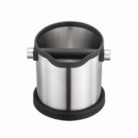 1800ml Stainless Steel Espresso Knock Box Anti Slip Coffee Grind Dump Bin Waste Bin with Detachable Knock Bar